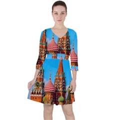 Moscow Kremlin And St  Basil Cathedral Ruffle Dress by FunnyCow
