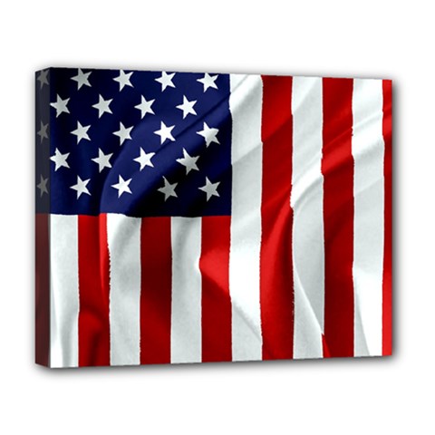 American Usa Flag Vertical Deluxe Canvas 20  X 16   by FunnyCow
