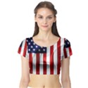 American Usa Flag Vertical Short Sleeve Crop Top View1