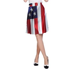 American Usa Flag Vertical A-line Skirt by FunnyCow