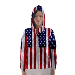 American Usa Flag Vertical Hooded Windbreaker (women) by FunnyCow