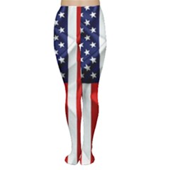 American Usa Flag Vertical Women s Tights by FunnyCow