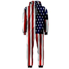 American Usa Flag Vertical Hooded Jumpsuit (men)  by FunnyCow