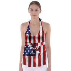 American Usa Flag Vertical Babydoll Tankini Top by FunnyCow