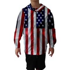 American Usa Flag Vertical Hooded Windbreaker (kids) by FunnyCow