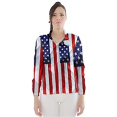 American Usa Flag Vertical Windbreaker (women) by FunnyCow