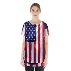 American Usa Flag Vertical Skirt Hem Sports Top by FunnyCow