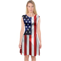 American Usa Flag Vertical Capsleeve Midi Dress by FunnyCow