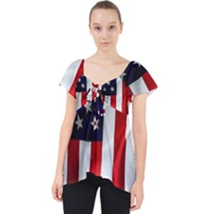 American Usa Flag Vertical Lace Front Dolly Top by FunnyCow