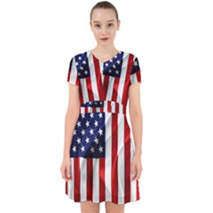 American Usa Flag Vertical Adorable In Chiffon Dress