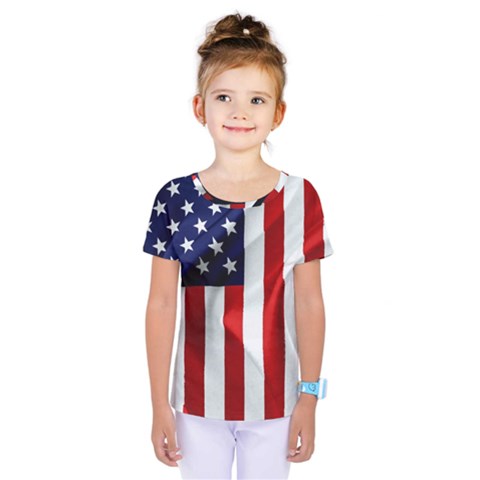 American Usa Flag Vertical Kids  One Piece Tee by FunnyCow