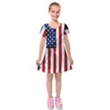 American Usa Flag Vertical Kids  Short Sleeve Velvet Dress View1