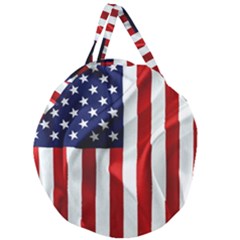 American Usa Flag Vertical Giant Round Zipper Tote by FunnyCow