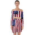 American Usa Flag Vertical Off Shoulder Top with Skirt Set View1