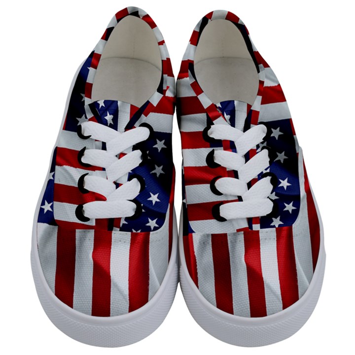 American Usa Flag Vertical Kids  Classic Low Top Sneakers