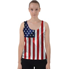 American Usa Flag Vertical Velvet Tank Top by FunnyCow
