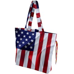 American Usa Flag Vertical Drawstring Tote Bag by FunnyCow
