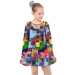 Color Abstract Background Textures Kids  Long Sleeve Dress by Nexatart