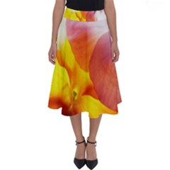 Big Colorful Tropical Yellow And Purple  Perfect Length Midi Skirt by flipstylezfashionsLLC