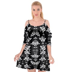 Black And White Florals Background  Cutout Spaghetti Strap Chiffon Dress by flipstylezfashionsLLC