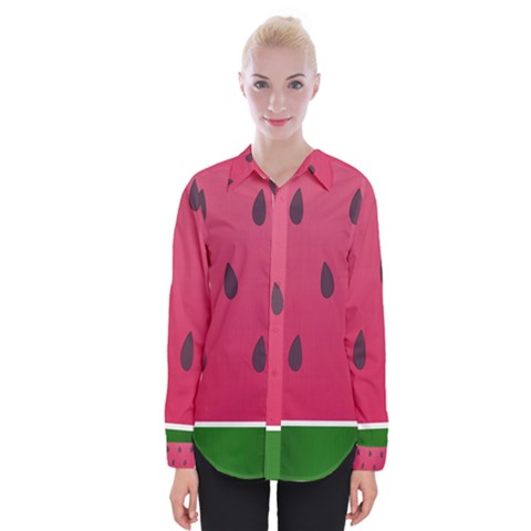 Watermelon Fruit Summer Red Fresh Womens Long Sleeve Shirt by Nexatart