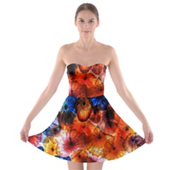 Ornament Color Vivid Pattern Art Strapless Bra Top Dress