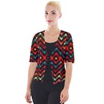 Seamless Native zigzags by FlipStylez Designs Cropped Button Cardigan