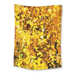 Birch Tree Yellow Leaves Medium Tapestry by FunnyCow