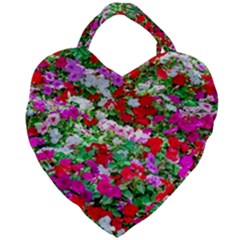 Colorful Petunia Flowers Giant Heart Shaped Tote by FunnyCow