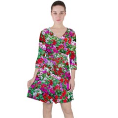 Colorful Petunia Flowers Ruffle Dress by FunnyCow