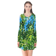 Forest   Strain Towards The Light Long Sleeve V-neck Flare Dress by FunnyCow