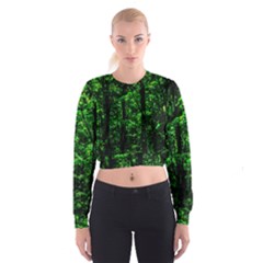 Emerald Forest Cropped Sweatshirt by FunnyCow