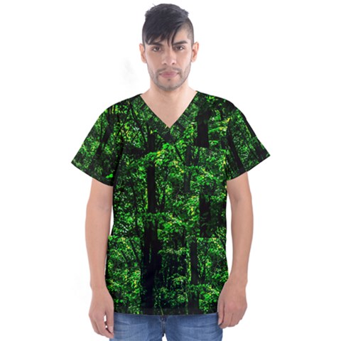 Emerald Forest Men s V-neck Scrub Top by FunnyCow