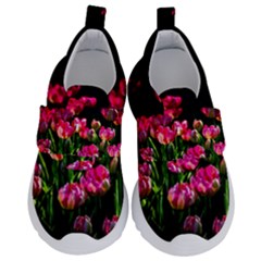 Pink Tulips Dark Background Velcro Strap Shoes by FunnyCow
