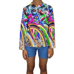 Colorful Bicycles In A Row Kids  Long Sleeve Swimwear by FunnyCow