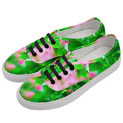 Green Birch Leaves, Pink Flowers Women s Classic Low Top Sneakers by FunnyCow
