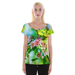 Crab Apple Flowers Cap Sleeve Tops by FunnyCow