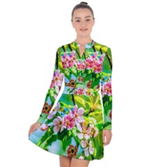 Crab Apple Flowers Long Sleeve Panel Dress by FunnyCow