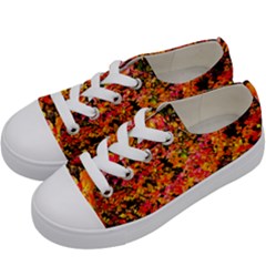 Orange, Yellow Cotoneaster Leaves In Autumn Kids  Low Top Canvas Sneakers by FunnyCow