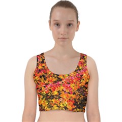 Orange, Yellow Cotoneaster Leaves In Autumn Velvet Racer Back Crop Top by FunnyCow