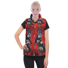 Funny, Cute Giraffe With Cool Hat Women s Button Up Vest by FantasyWorld7
