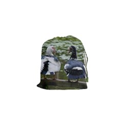 Muscovy Ducks At The Pond Drawstring Pouches (xs)  by IIPhotographyAndDesigns