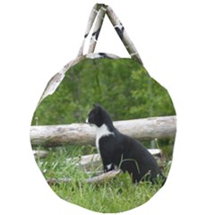 Farm Cat Giant Round Zipper Tote by IIPhotographyAndDesigns