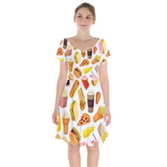 53356631 L Short Sleeve Bardot Dress by caloriefreedresses