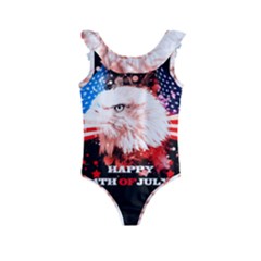 Independence Day, Eagle With Usa Flag Kids  Frill Swimsuit by FantasyWorld7