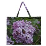 Lilac Bumble Bee Zipper Large Tote Bag