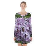 Lilac Bumble Bee Long Sleeve Velvet V-neck Dress