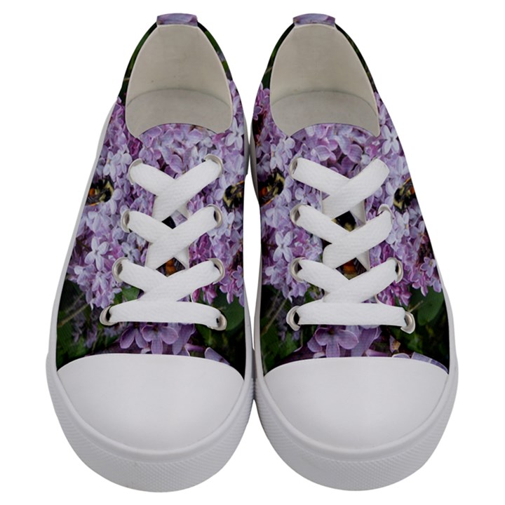 Lilac Bumble Bee Kids  Low Top Canvas Sneakers