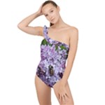Lilac Bumble Bee Frilly One Shoulder Swimsuit