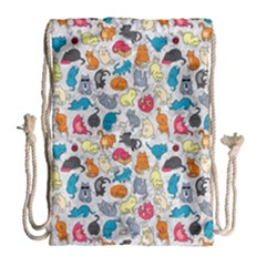 Funny Cute Colorful Cats Pattern Drawstring Bag (large) by EDDArt